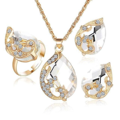 Crystal Peacock Jewelry Sets Bride Wedding Necklace